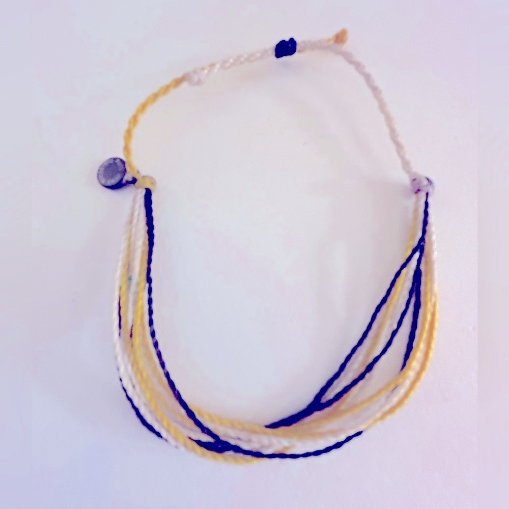 Free💰Add 1 to bundle Pura Vida NWOT bracelet black yellow cord silver logo